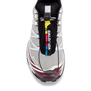 Salomon Grey with Maroon and Yellow Trail Running Shoes